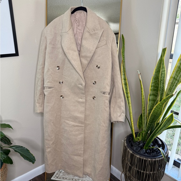 House of CB Carter oatmeal double breasted coat - Picture 5 of 9